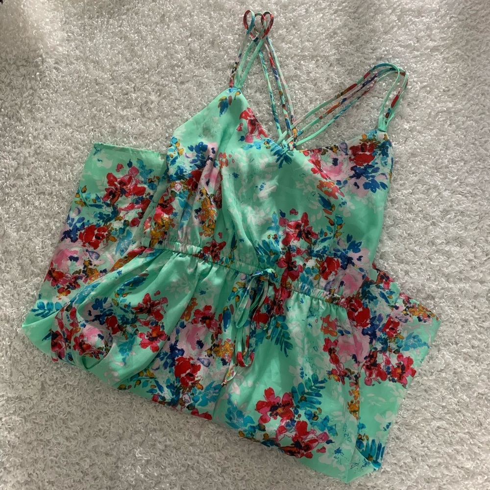 BeBop Green Floral Hi-Low Crossback Strap Dress XL